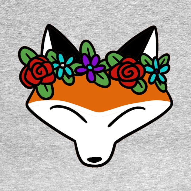 Flower Crown Fox Face by saradaboru